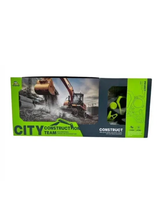 İş Makinaları Serisi - Şarjlı Uzaktan Kumandalı Excavator - Yeşil