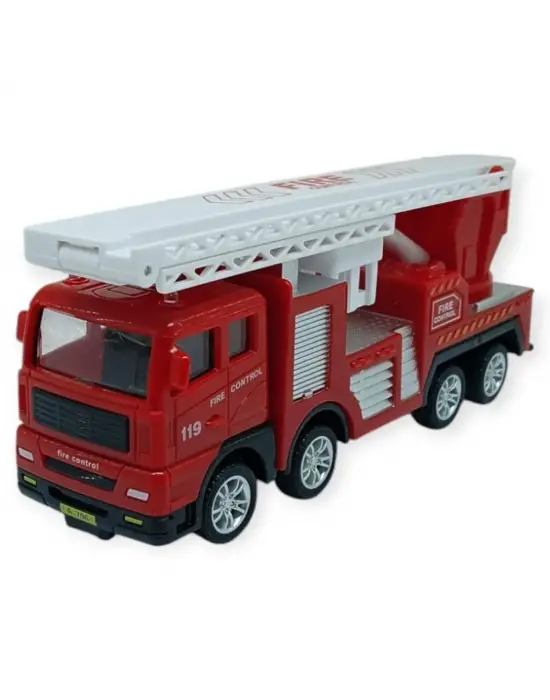 İş Makinaları Serisi - Sürtmeli İtfaiye Aracı 16 cm  - Katlanan Merdiven