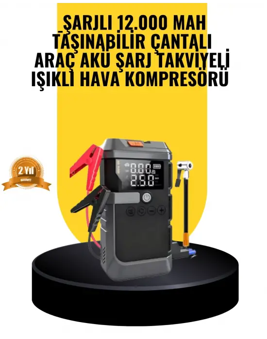 Işıklı Hava Kompresörlü Taşınabilir Akü Takviye Ünitesi