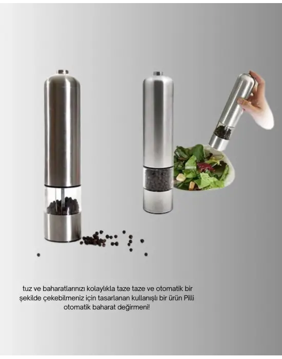 Işıklı Pilli Baharat Değirmeni Taze Ve Pratik Öğütme