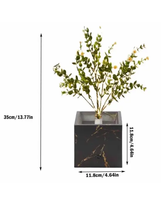 Işıklı Yapay Çiçek – Siyah Saksılı LED Dekoratif Bitki, Masaüstü ve Ev Ofis Aydınlatmalı Süs Bitkisi