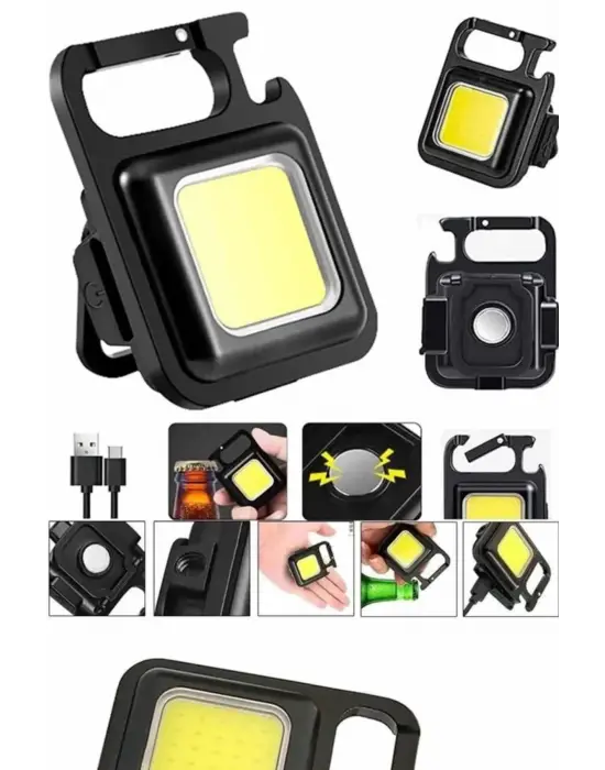 Işıldak Usb Şarjlı Cep El Feneri Taşınabilir Mini Led Işık Çok Fonksiyonlu