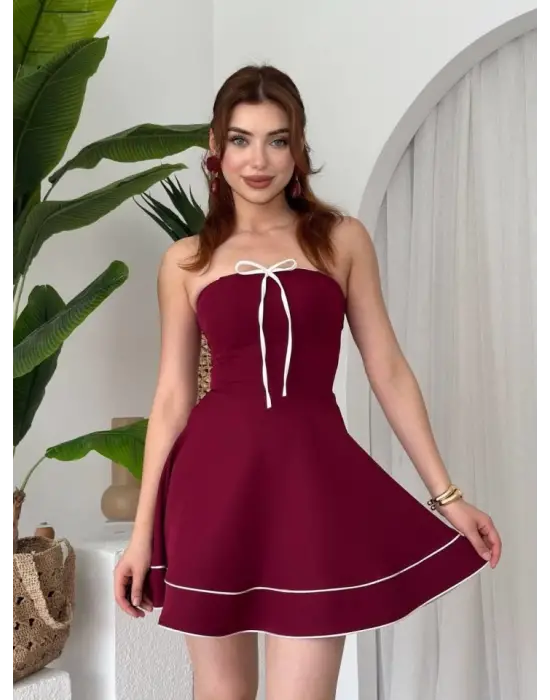 Omarı Zarif Siyah Straplez Elbise