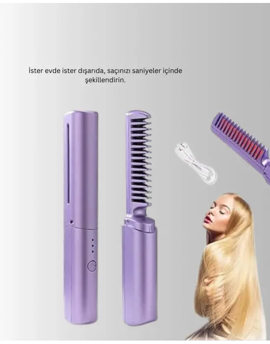 Isıtmalı Saç Düzleştirici Fırça – Kablosuz Ve Hafif Tasarım