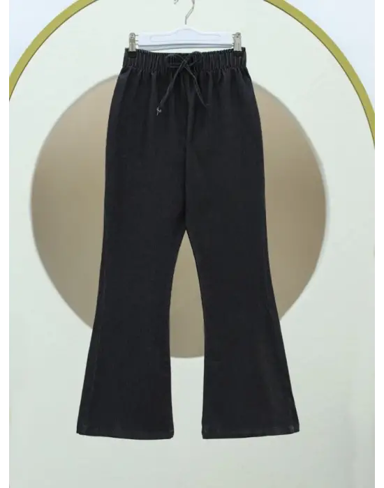 Omarı İspanyol Paça Bağcık Detaylı Kot Pantolon - Antrasit