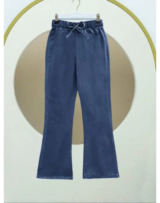 Omarı İspanyol Paça Detaylı Kot Pantolon - Buz Mavi