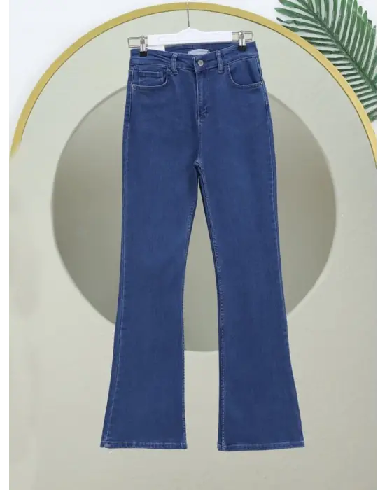 Omarı Yüksek Bel İspanyol Paça Kot Pantolon