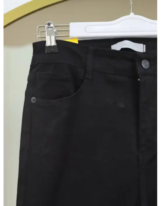 Omarı Yüksek Bel Siyah İspanyol Paça Kot Pantolon