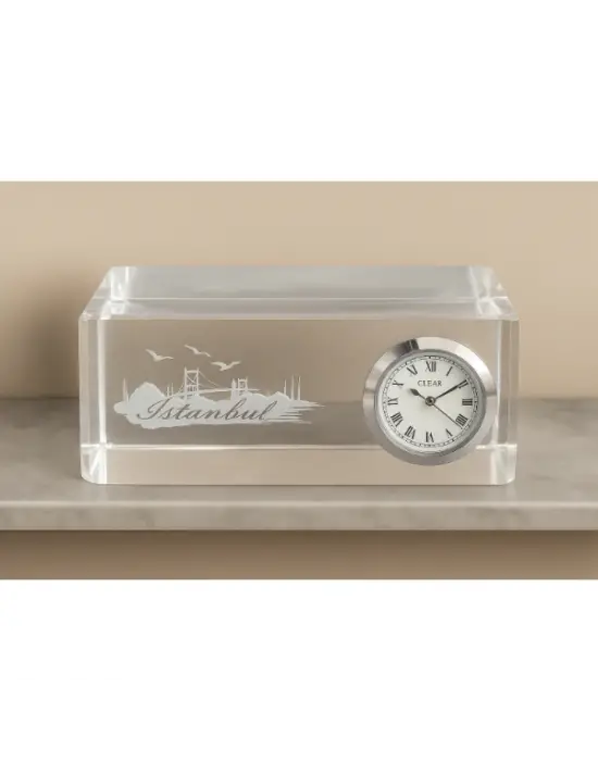 İstanbul Tasarımlı Kristal Saatli Biblo