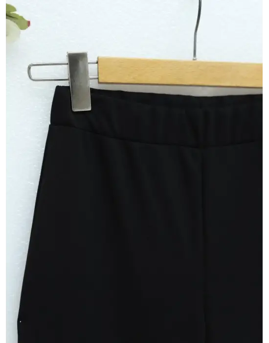 İthal Kumaş İspanyol Paça Pantolon -Siyah