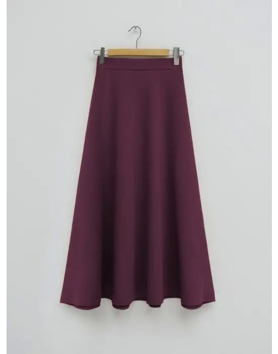 İthal Likralı Krep Kumaş Kiloş Çan Etek   -Bordo
