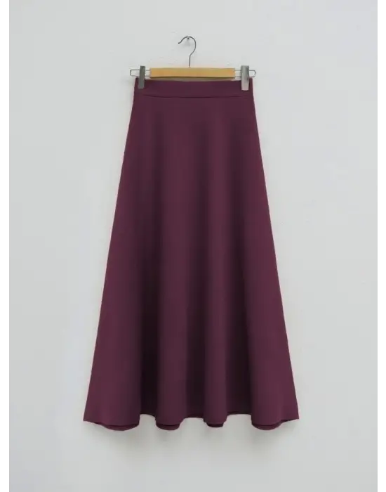 İthal Likralı Krep Kumaş Kiloş Çan Etek   -Bordo