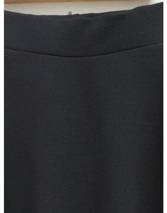 İthal Likralı Krep Kumaş Kiloş Çan Etek -Siyah