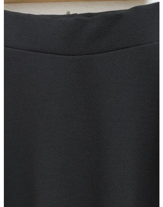 İthal Likralı Krep Kumaş Kiloş Çan Etek -Siyah