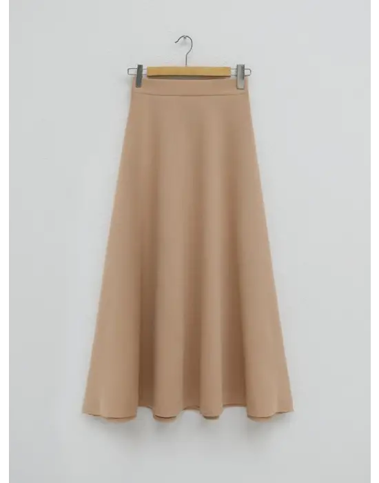 Omarı Vizon Renk Krep Kumaş Çan Etek