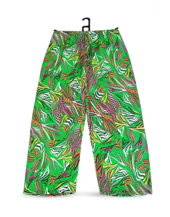 İthal Viskon Geniş Paça Şık Etnik Otantik Desenli Pantolon - Royaleks - Desen5