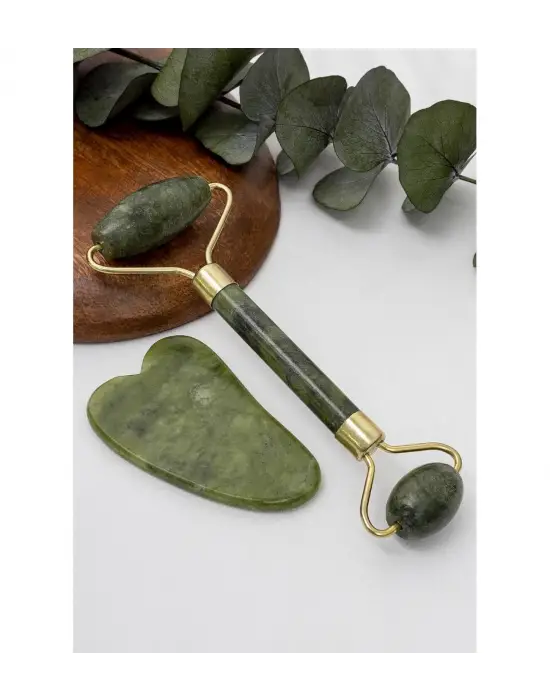 Jade Roller Gua Sha Taşı Seti