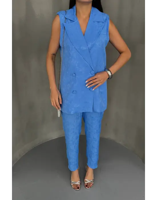JAKAR KUMAŞ YELEK - PANTOLON TAKIM - Mavi