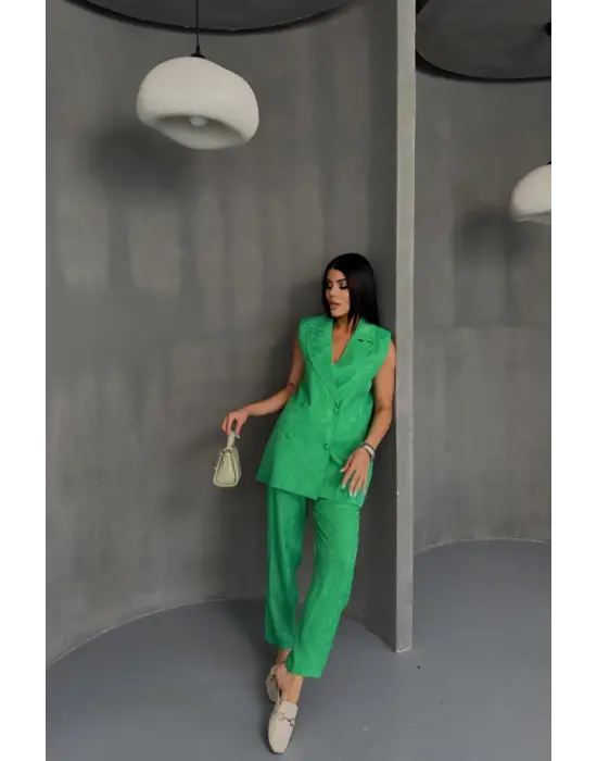 JAKAR KUMAŞ YELEK - PANTOLON TAKIM - Yeşil