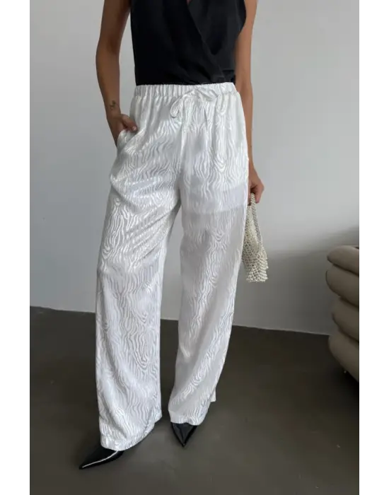 JAKAR SATEN PANTOLON - Beyaz