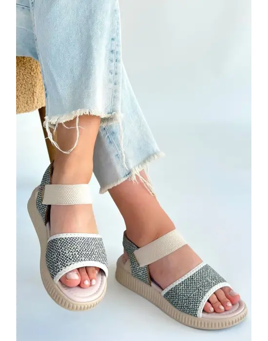 Jake Yeşil Hasır Cilt Sandalet