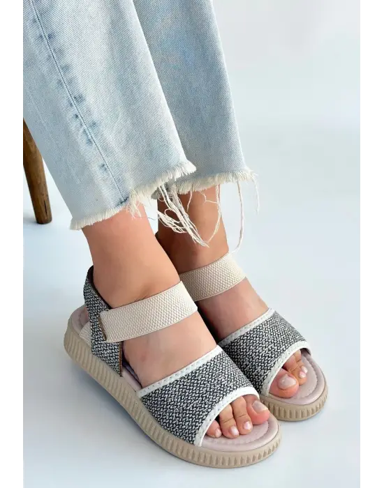 Jake Yeşil Hasır Cilt Sandalet