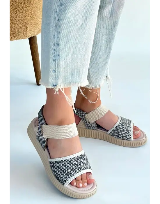 Jake Yeşil Hasır Cilt Sandalet