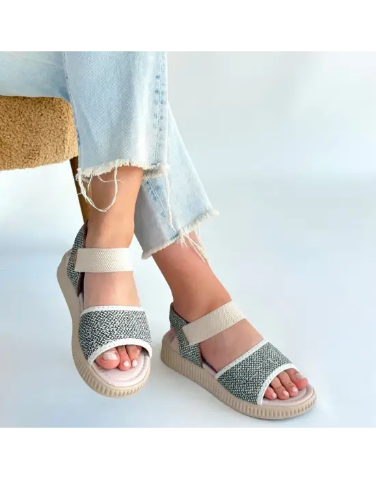 Jake Yeşil Hasır Cilt Sandalet