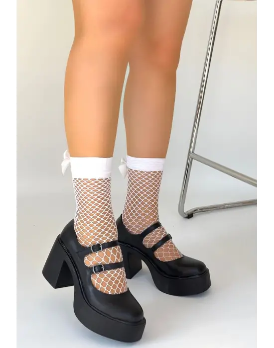 Jarlo Siyah Cilt Dolgu Topuk Ayakkabı