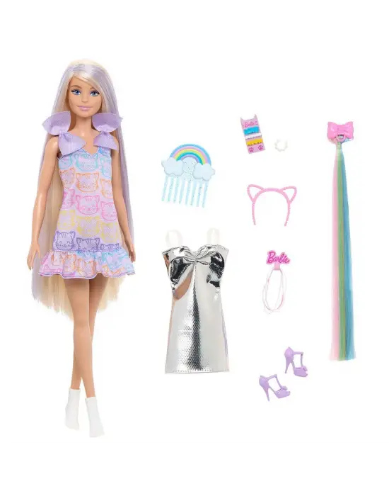 JCT72 Barbie Upuzun Muhteşem Saçlı Bebek - Saç Tasarım Oyun Seti