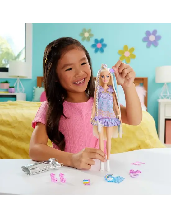JCT72 Barbie Upuzun Muhteşem Saçlı Bebek - Saç Tasarım Oyun Seti