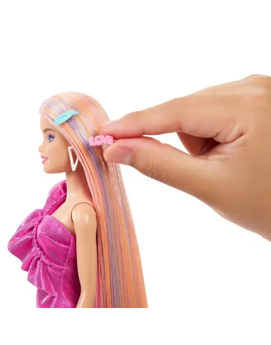 Omarı Işıltılı Pembe Saçlı b Bebek