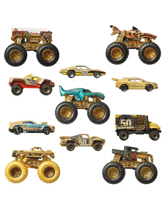 JDW07 Hot Wheels Monster Trucks Bigfoot Trophy Şampiyonları Araba ve Kamyon Çokl