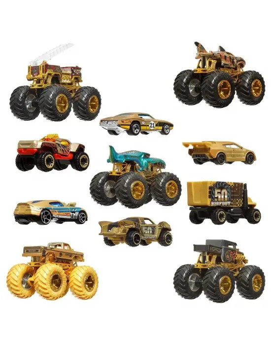 JDW07 Hot Wheels Monster Trucks Bigfoot Trophy Şampiyonları Araba ve Kamyon Çokl