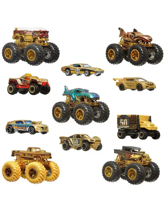 JDW07 Hot Wheels Monster Trucks Bigfoot Trophy Şampiyonları Araba ve Kamyon Çokl