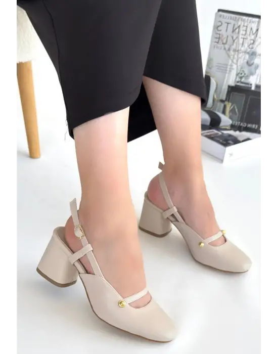 Jecci Bej Cilt Topuklu Ayakkabı