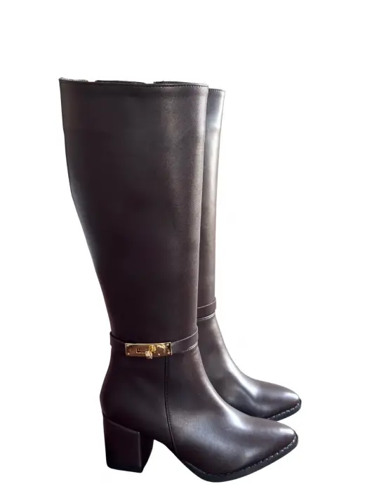 Jeoli Kahverengi Cilt Topuklu Çizme