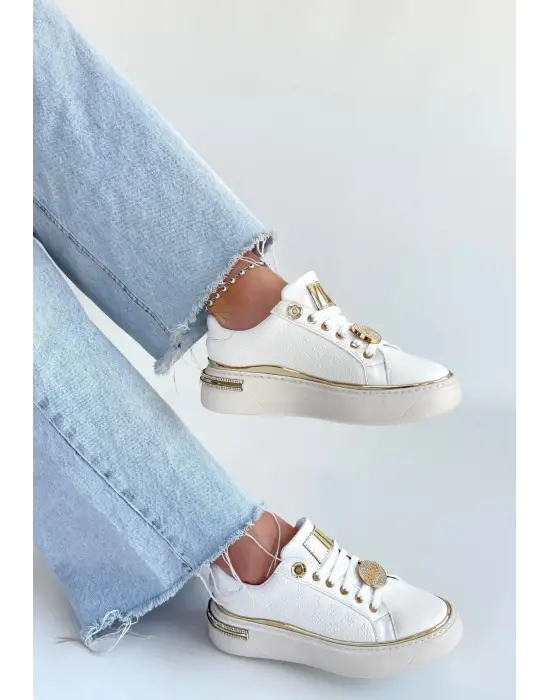 Jlar Beyaz Cilt Bağcıklı Spor Ayakkabı