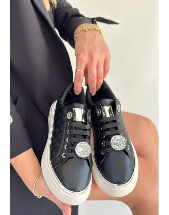 Jlar Siyah Cilt Bağcıklı Spor Ayakkabı