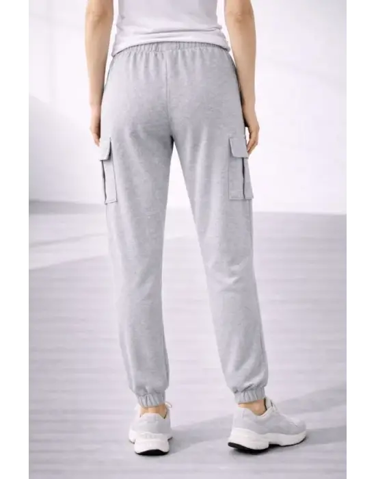 Jogger Eşofman Altı Rahat Kalıp, Kargo Cepli, Lastikli Paça, Günlük Spor Pantolon - Gri