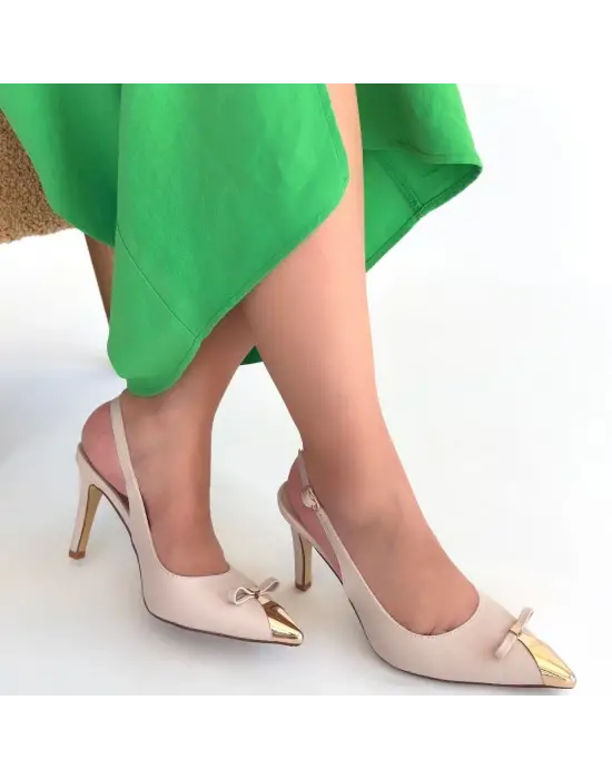 Joye Bej Cilt Topuklu Ayakkabı