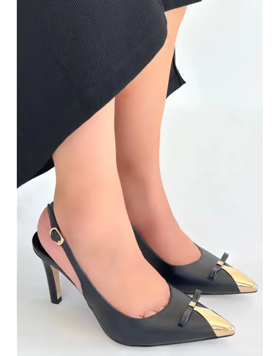 Joye Siyah Cilt Topuklu Ayakkabı