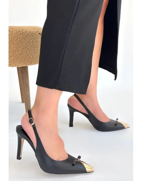 Joye Siyah Cilt Topuklu Ayakkabı