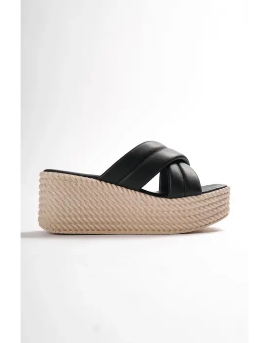 Rahat Dolgu Topuklu Bayan Terlik Siyah