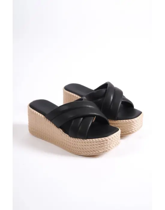 Rahat Dolgu Topuklu Bayan Terlik Siyah