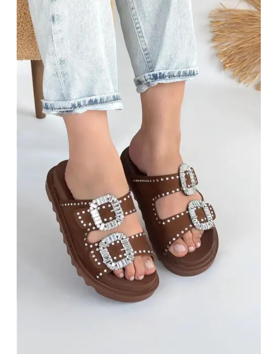 Omarı Nubuk Taşlı Terlik - Yazın Rüya Gibi Rahatlık!