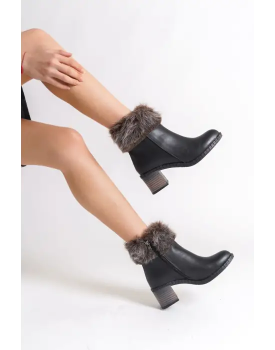 Rahat Tabanlı Tabaan Tüylü Topuklu Bayan Bot