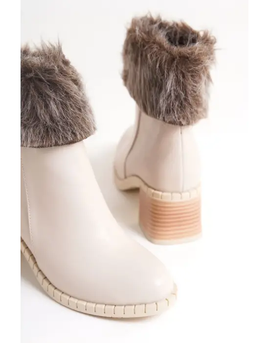 Zarif Tabaan Tüylü Topuklu Bayan Bot