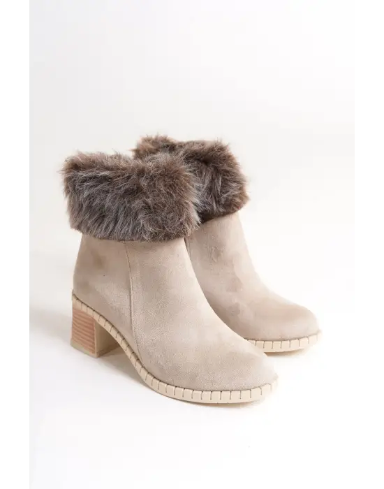 Modern Tabaan Topuklu Süet Bayan Bot