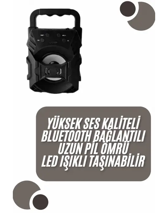 Kablosuz Bluetooth Hoparlör Ses Bombası Rgb Işıklı Taşınabilir Yüksek Ses Kaliteli
